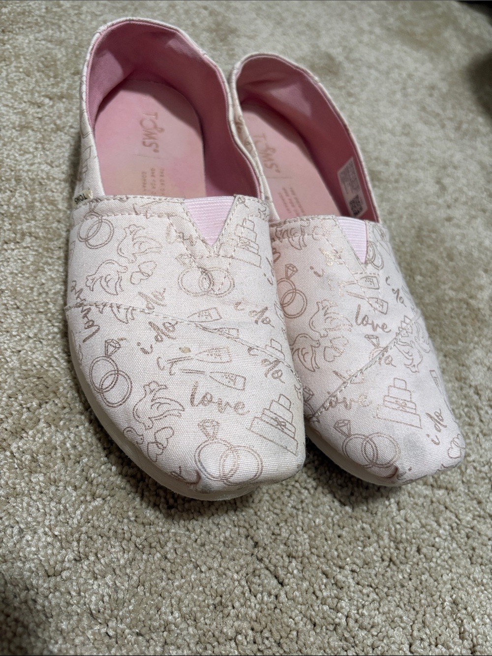 Toms Light Pink Printed Slip-On Flats
